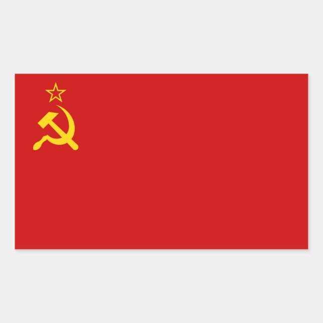 Pegatina Rectangular USSR Unión Soviética bandera de la Unión Soviética (Anverso)