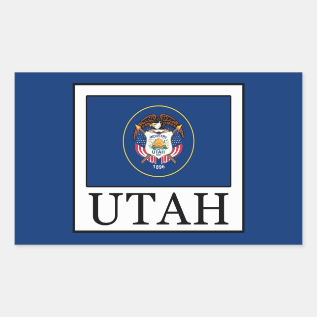 Pegatina Rectangular Utah (Anverso)
