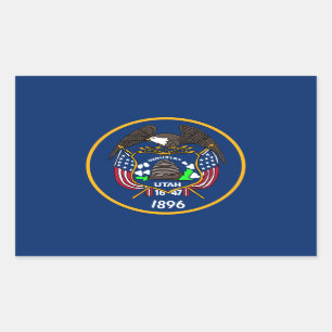 Pegatina Rectangular Utah: El Estado de la Colmena Bandera de EE. UU., 