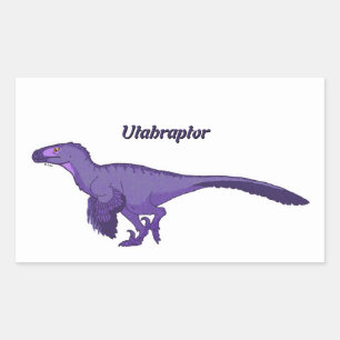 Pegatina Rectangular Utahraptor morado a la izquierda