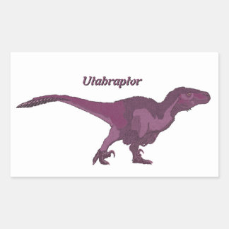 Pegatina Rectangular Utahraptor púrpura a la derecha