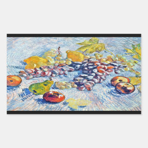 Pegatina Rectangular Uvas, leones, peras y manzanas Vincent van Gogh