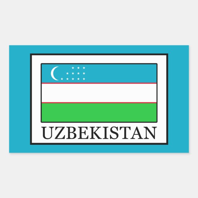 Pegatina Rectangular Uzbekistán (Anverso)