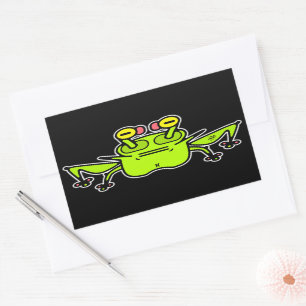 Pegatina rectangular v1-1 de sapo gruñón impar