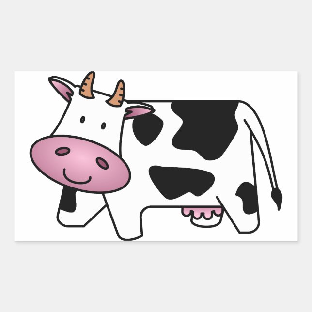 Pegatina Rectangular Vaca feliz (Anverso)