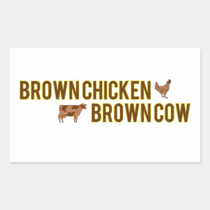 Pegatina Rectangular Vaca marrón de pollo pardo