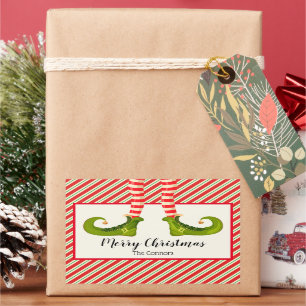 Pegatina Rectangular Vacaciones de elfos Navidades jolly y rayas