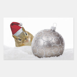 Pegatina Rectangular Vacaciones de los Navidades de plata y nieve de Ch