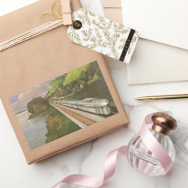 Pegatina Rectangular Vacaciones en tren de cosecha, locomotoras en el c (Regalar)