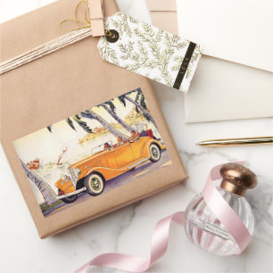 Pegatina Rectangular Vacaciones familiares antiguas en un coche convert