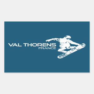 Pegatina Rectangular Val Thorens France Snowboarder