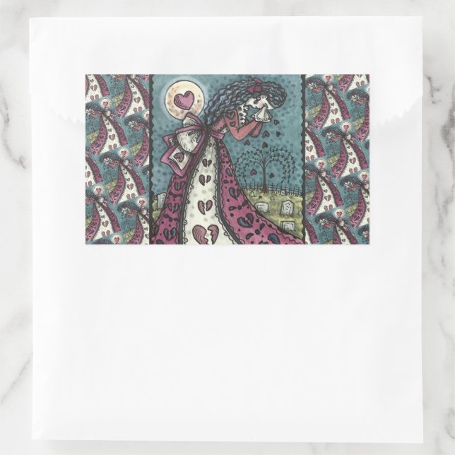 PEGATINA RECTANGULAR VALENTINA DE PESO DE CORAZÓN ROTO, GÓTICO DE CEMET (Bolso)