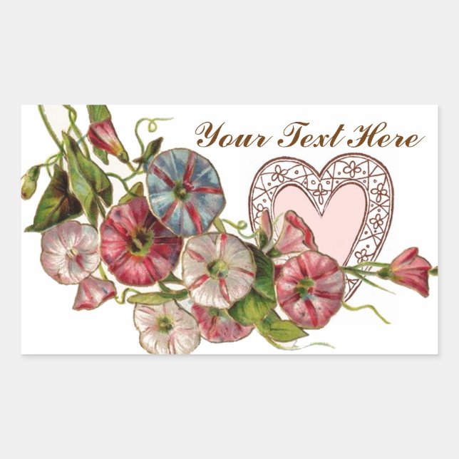 Pegatina Rectangular Valentine Flowers (Anverso)