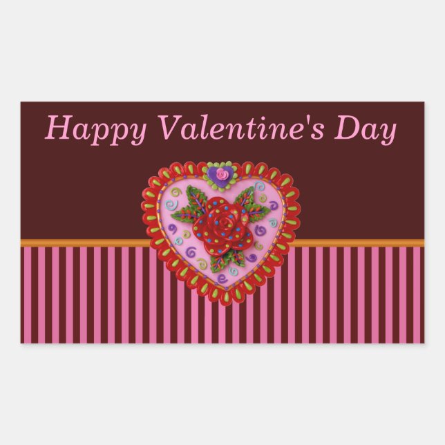 Pegatina Rectangular Valentine Heart (Anverso)