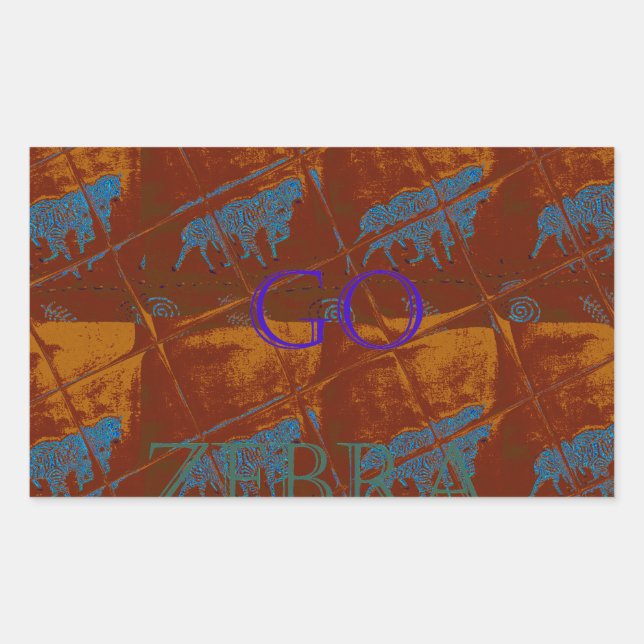 Pegatina Rectangular Vamos Zebra Safari Art Print/Graphic (Anverso)