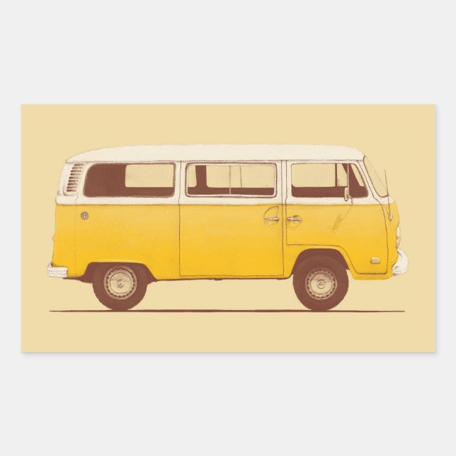 Pegatina Rectangular Van amarilla | Florent Bodart (Anverso)