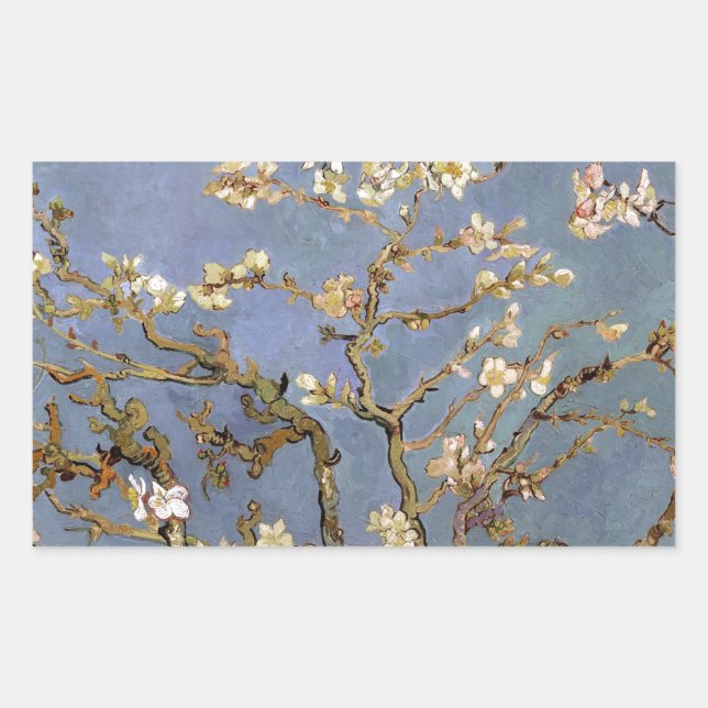 Pegatina Rectangular Van Gogh Almond Blossom (Anverso)