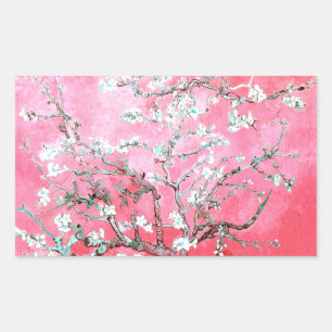 Pegatina Rectangular Van Gogh Almond Blossoms Azul rosa