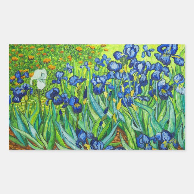 Pegatina Rectangular Van Gogh Irises (Anverso)