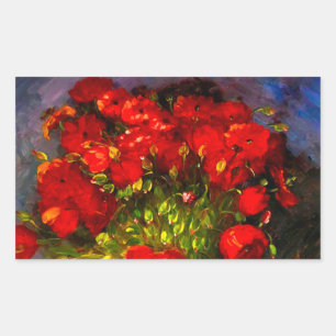 Pegatina Rectangular Van Gogh Red Poppies