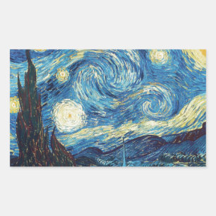 Pegatina Rectangular Van Gogh Starry Night Classic Impresionsionist Art