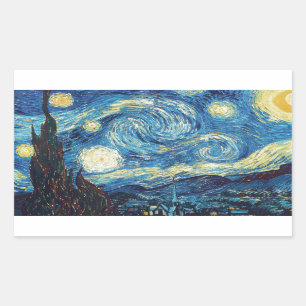 Pegatina Rectangular Van Gogh Starry Night Classic Impresionsionist Art