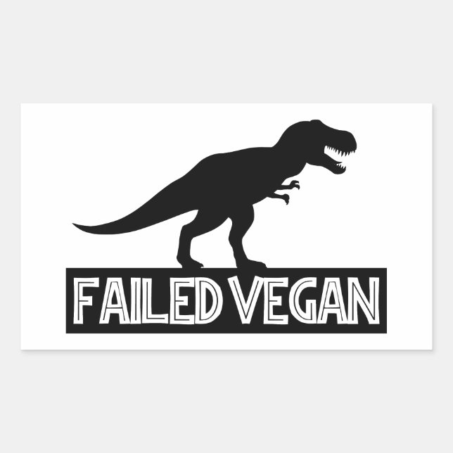 Pegatina Rectangular Vegan fallida de T-Rex (Anverso)