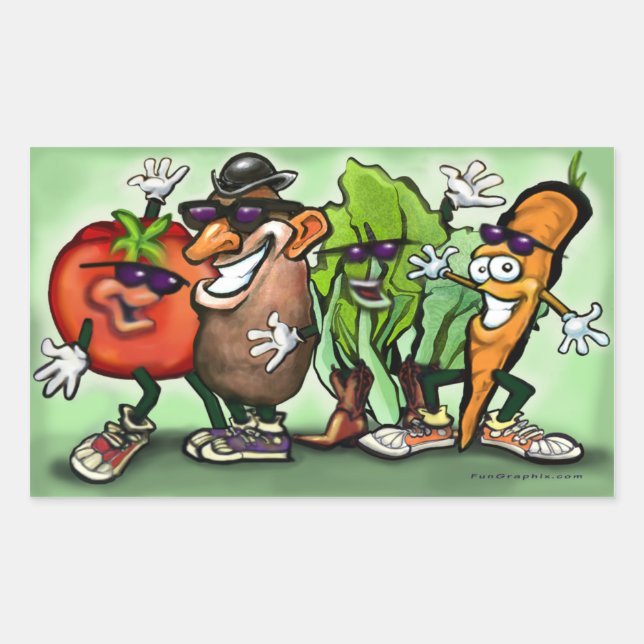 Pegatina Rectangular Veggie Gang (Anverso)