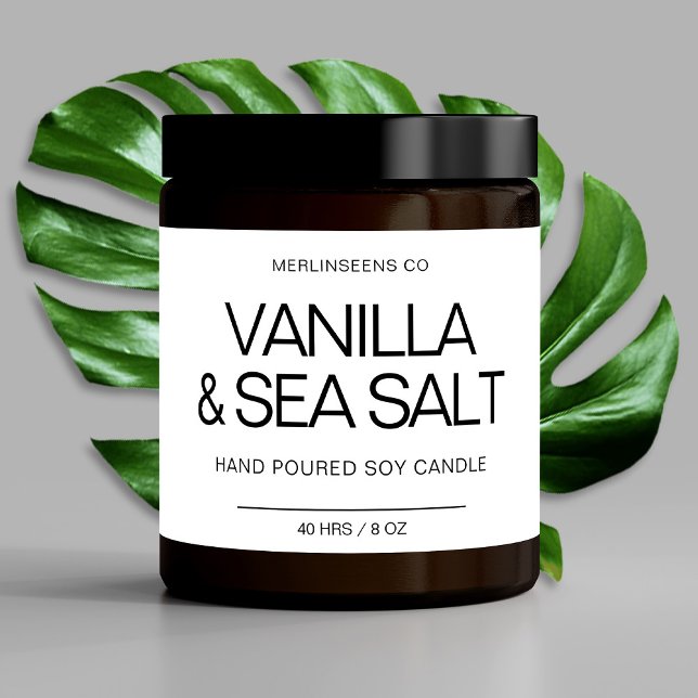 Pegatina Rectangular Vela de soja casera Chic Caligrafía Blanca Clásica (Subido por el creador)