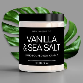 Pegatina Rectangular Vela de soja casera Chic Caligrafía Clásica Negra