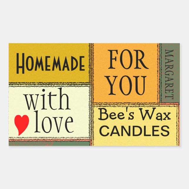 Pegatina Rectangular Velas caseras personalizadas (Anverso)