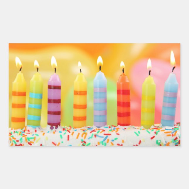 Pegatina Rectangular Velas de cumpleaños (Anverso)