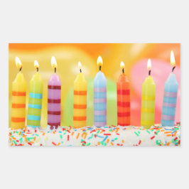 Pegatina Rectangular Velas de cumpleaños