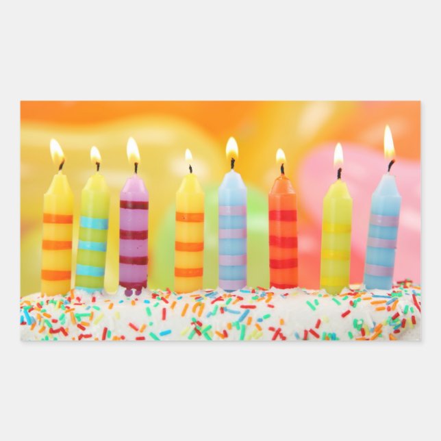 Pegatina Rectangular Velas de cumpleaños (Anverso)
