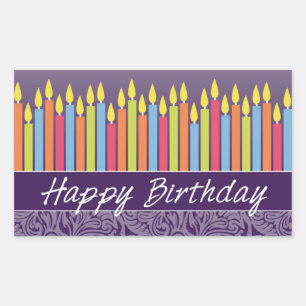 Pegatina Rectangular Velas felices de cumpleaños