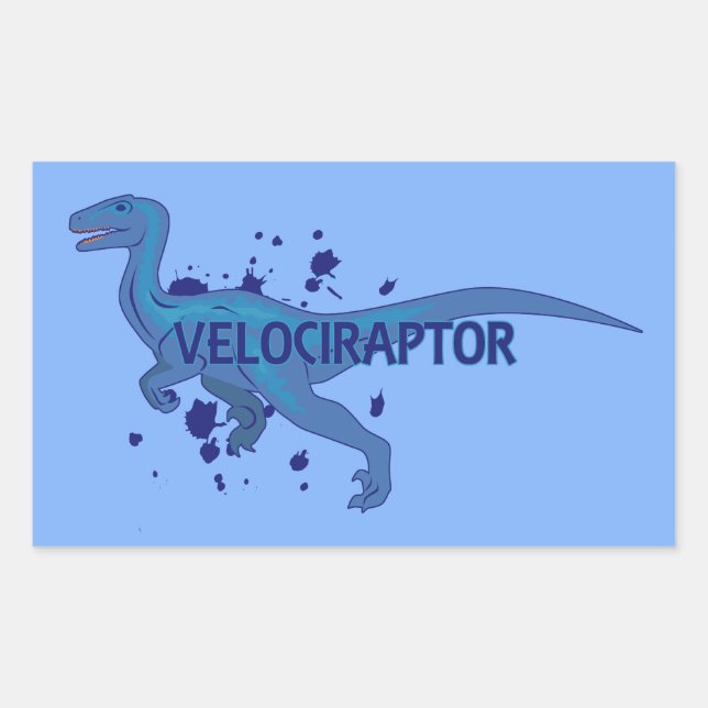 Pegatina Rectangular Velociraptor (Anverso)