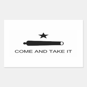 Pegatina Rectangular Ven y toma la batalla de la bandera de Texas contr
