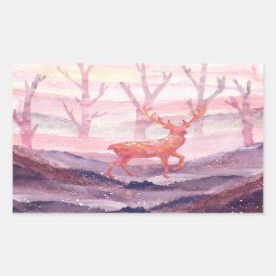 Pegatina Rectangular Venado en el bosque