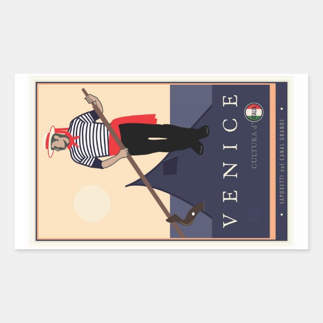 Pegatina Rectangular Venecia (Anverso)