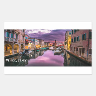 Pegatina Rectangular Venecia, Italia Escenario Canal y Arquitectura Ven