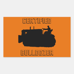 PEGATINA RECTANGULAR VENTAJA DE INGENIEROS CERTIFICADOS CON BULLDOZER