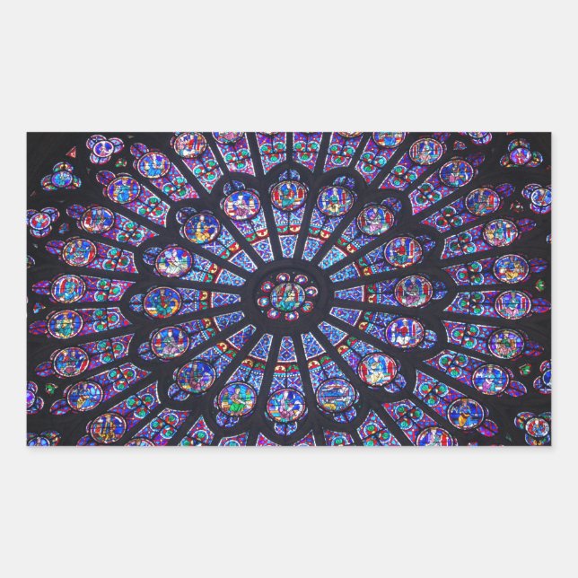 Pegatina Rectangular Ventana Rosa París (Anverso)