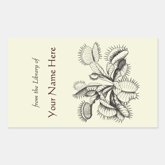 Pegatina Rectangular Venus Flytrampa Bookplate (Anverso)
