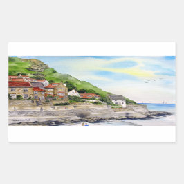 Pegatina Rectangular Verano en Runswick Bay Inglaterra Farida Greenfiel