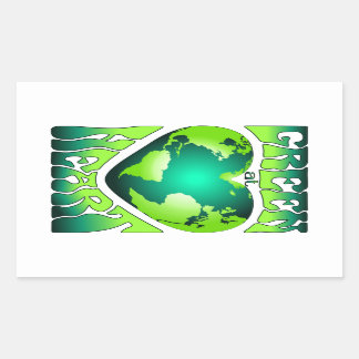 Pegatina Rectangular VERDE EN EL CORAZÓN Eco Ecológico Retro Amigable C