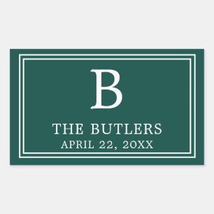 Pegatina rectangular verde esmeralda moderno