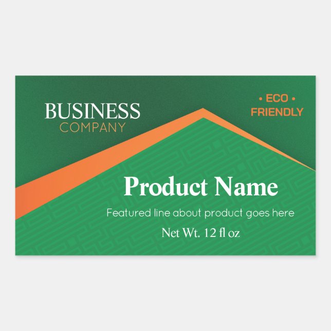 Pegatina Rectangular Verde Profesional con Franja Naranja Negocios (Anverso)