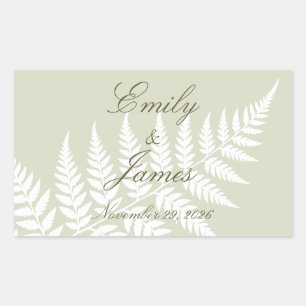 Pegatina Rectangular Verde Salvia Claro Helecho Blanco Personalizado El