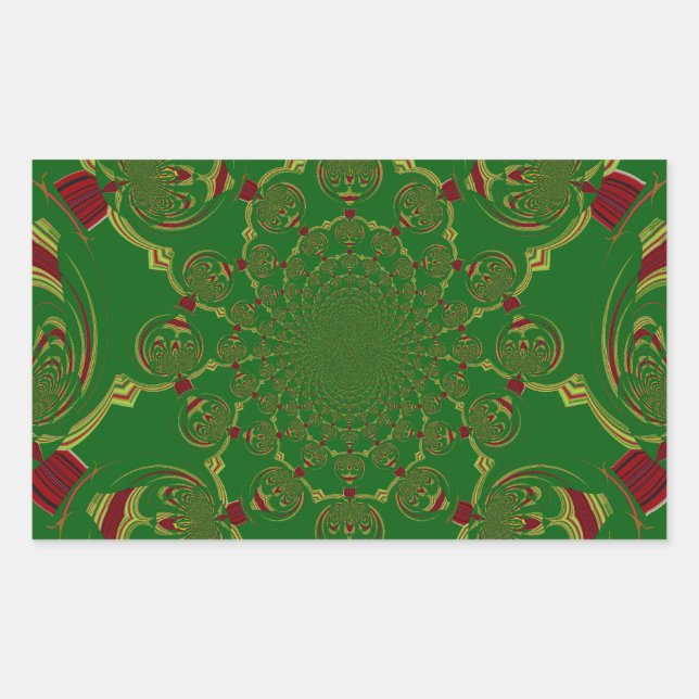 Pegatina Rectangular Verde vintage (Anverso)