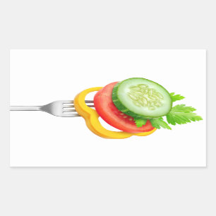 Pegatina Rectangular Verduras en un tenedor